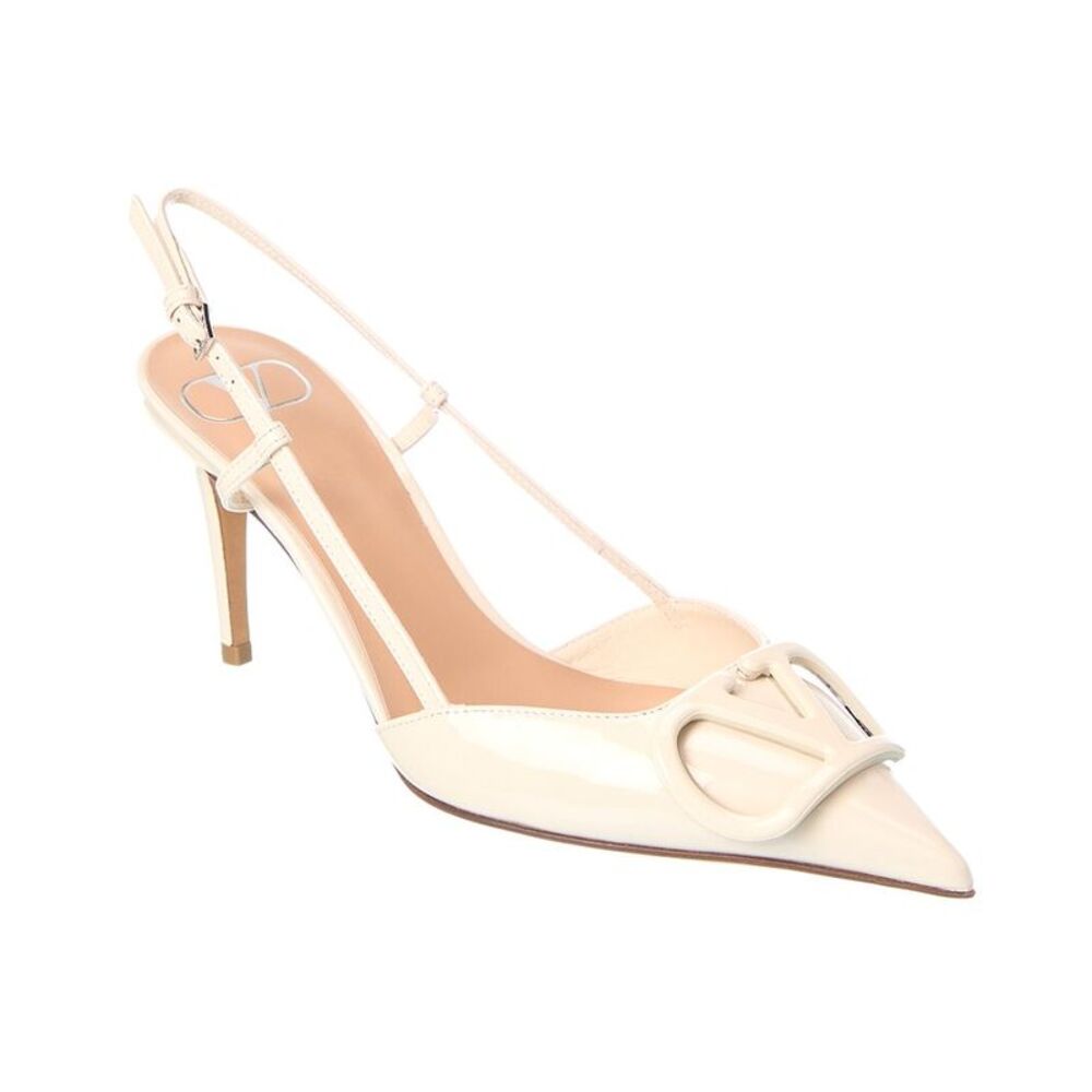 Valentino Vlogo Signature 60 Patent Slingback Pump, White